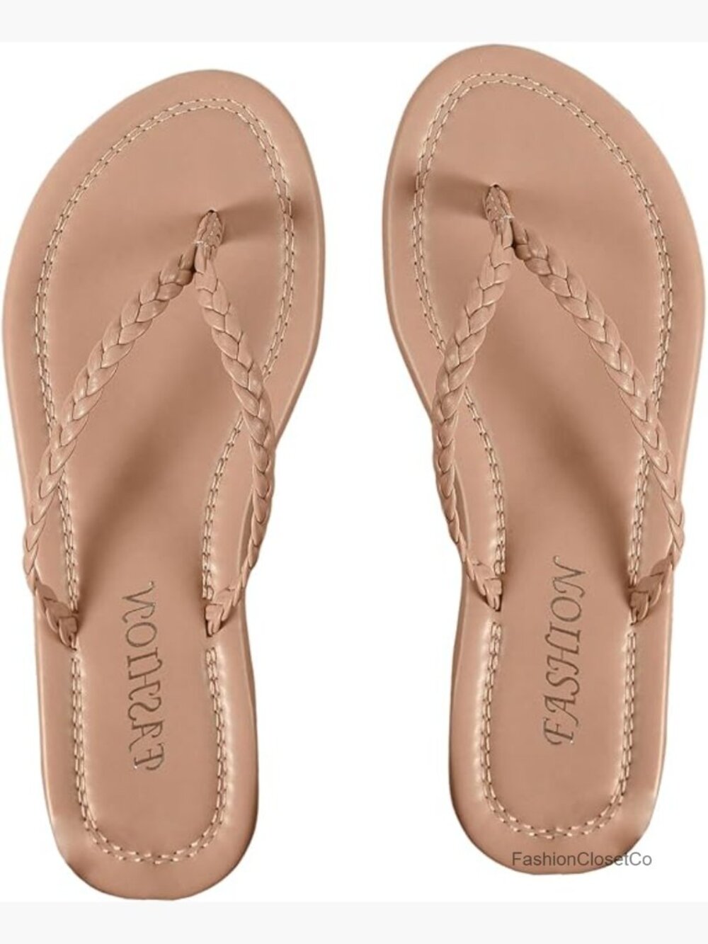 Women's Braided Strap Flip Flop Thong Sandals Open Toe Slider Beach Sandals